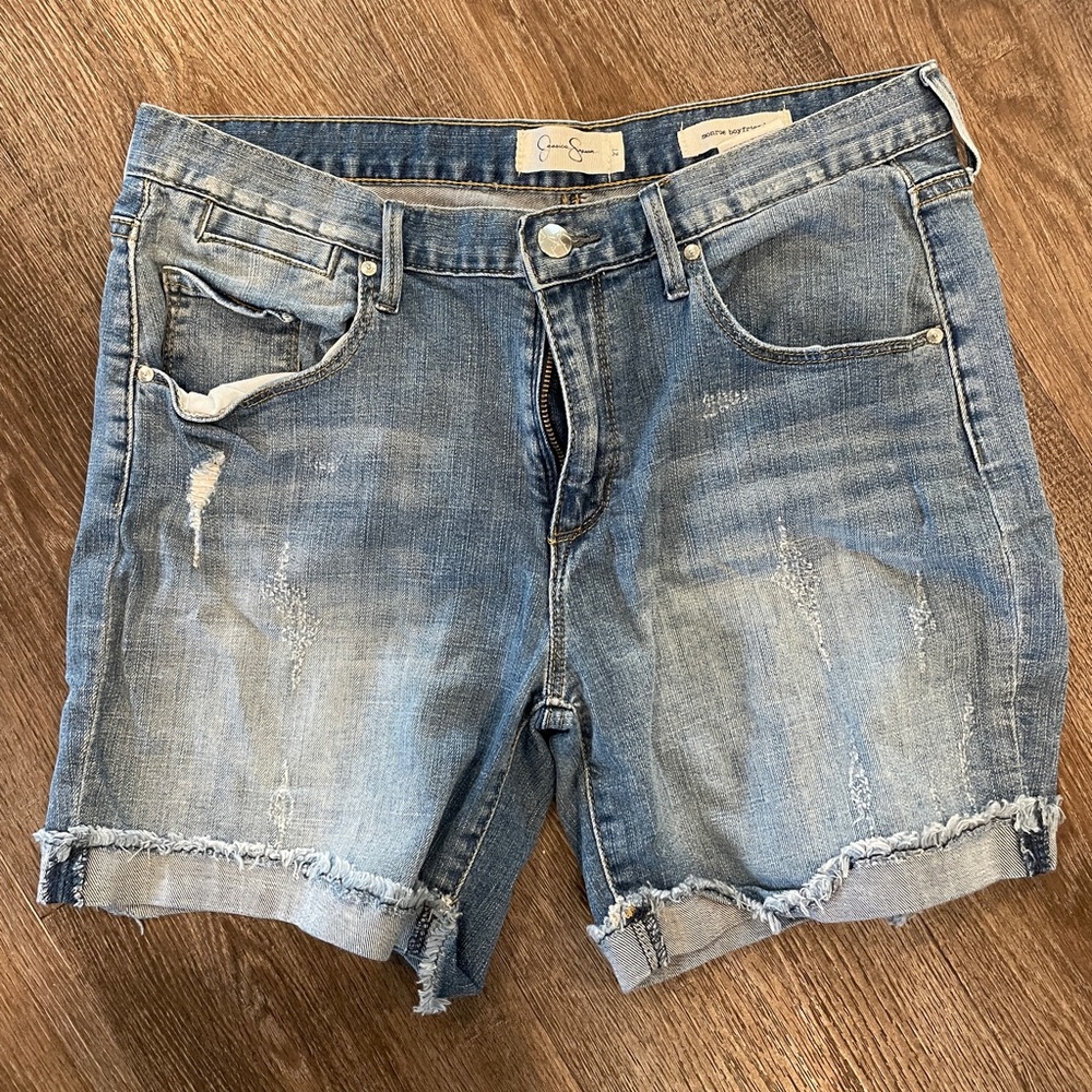 Jessica Simpson Blue Jean Shorts Distressed Cuffed Hem